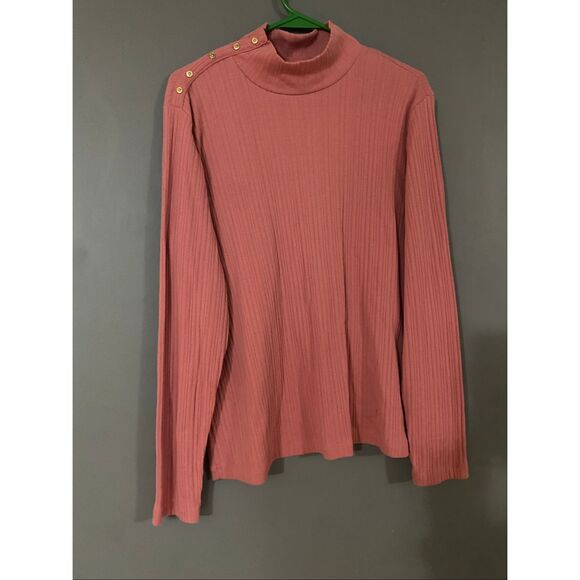 Croft & Barrow Pink Ribbed Turtleneck Button Sweater Size XL NWOT - Picture 2 of 6